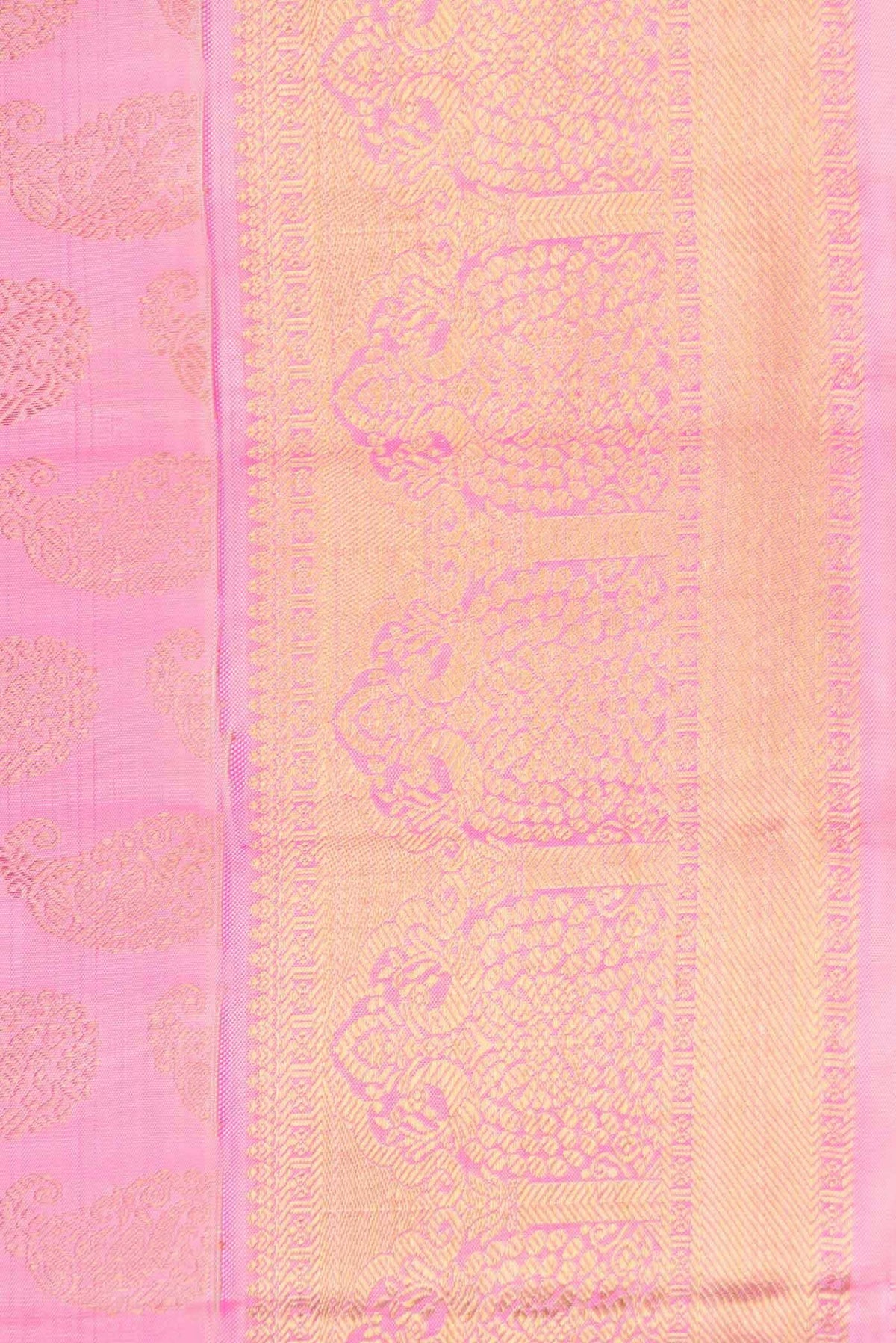 Pure Silk Pure Zari Rose pink Kanjivaram Saree
