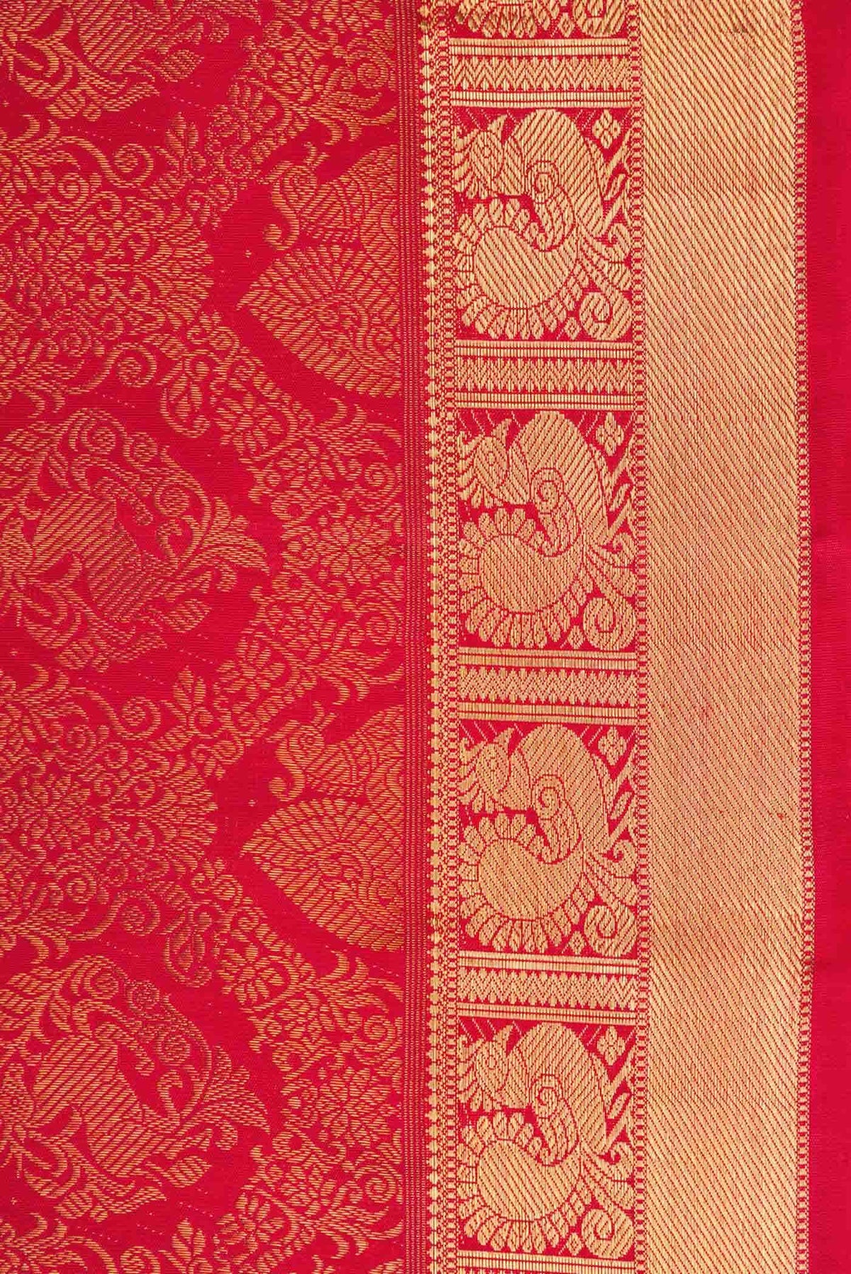Pure Silk Pure Zari Dark Pink Dual Tone Kanjivaram Saree
