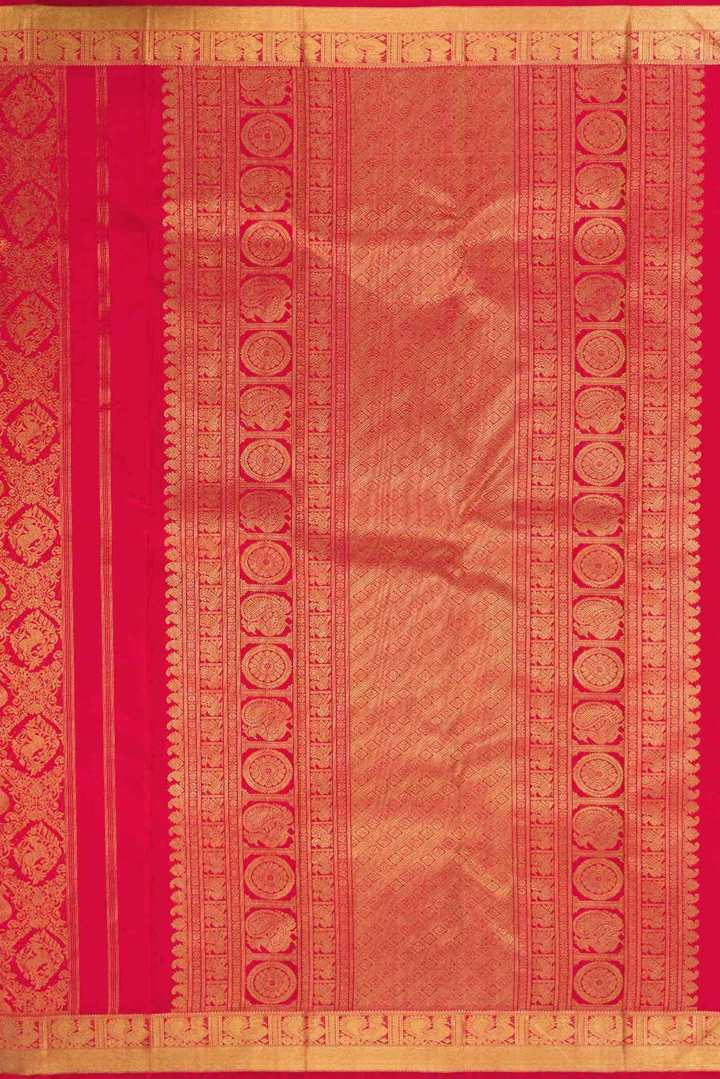 Pure Silk Pure Zari Dark Pink Dual Tone Kanjivaram Saree