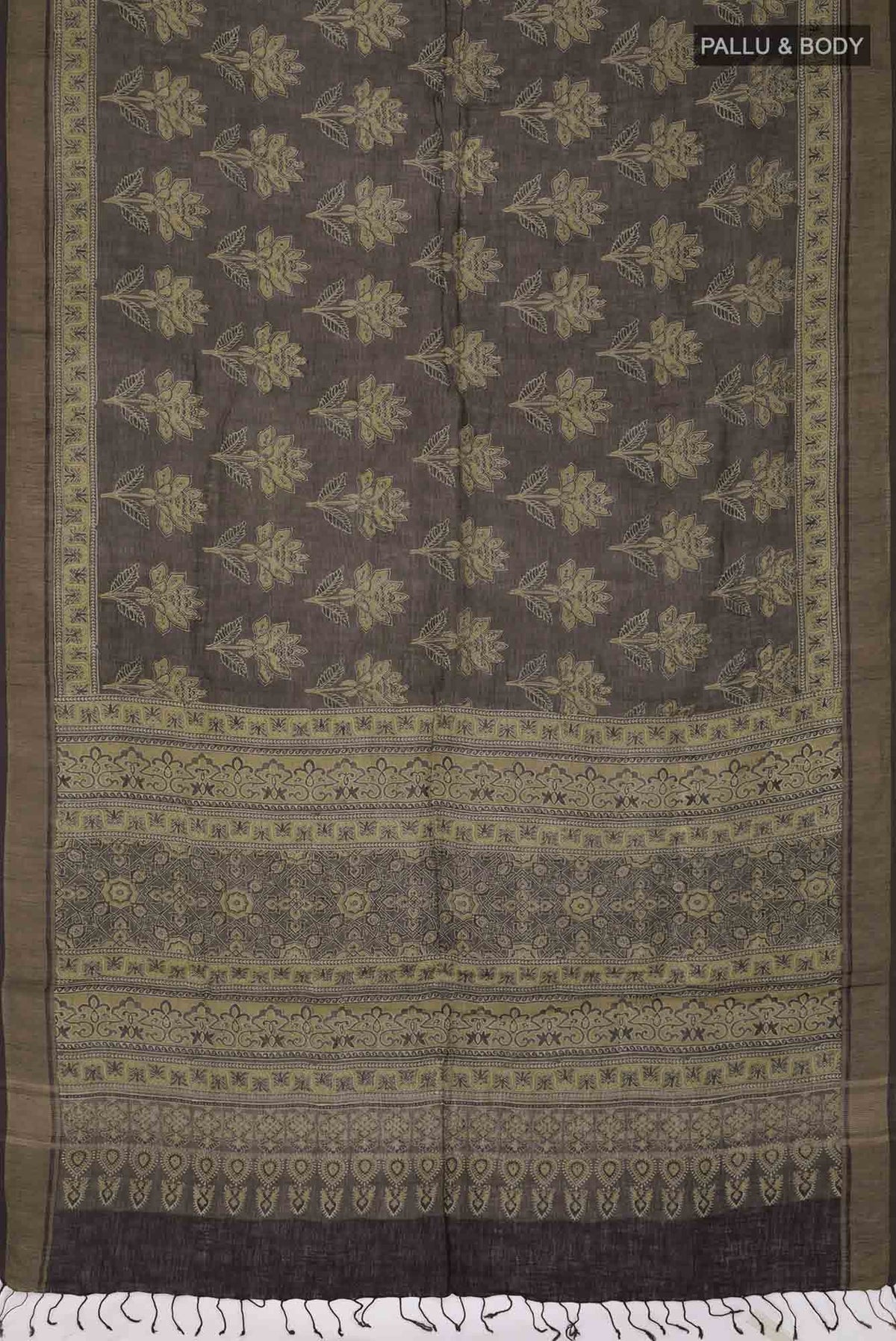 Green Linen Cotton Saree