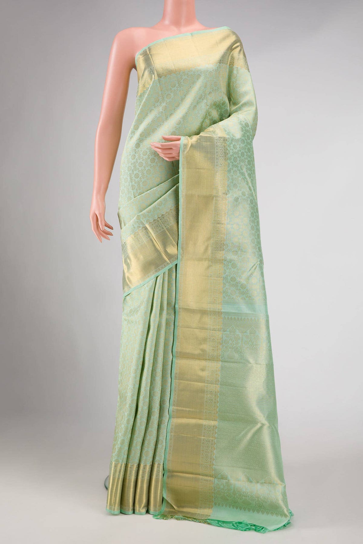 Pure Silk Pure Zari Light Green Kanjivaram Saree
