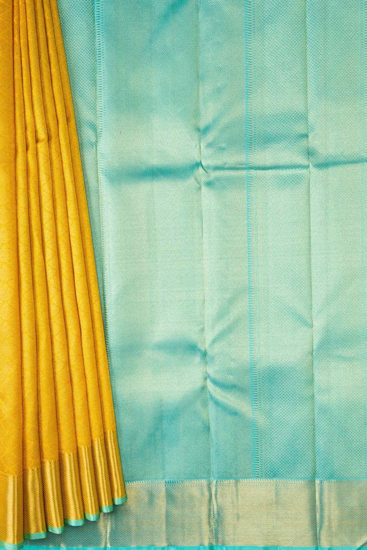 Pure Silk Pure Zari Yellow Dual Tone Kanjivaram Saree