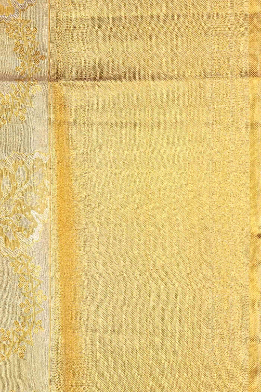 Pure Silk Pure Zari Gold Dual Tone Kanjivaram Tissue Saree