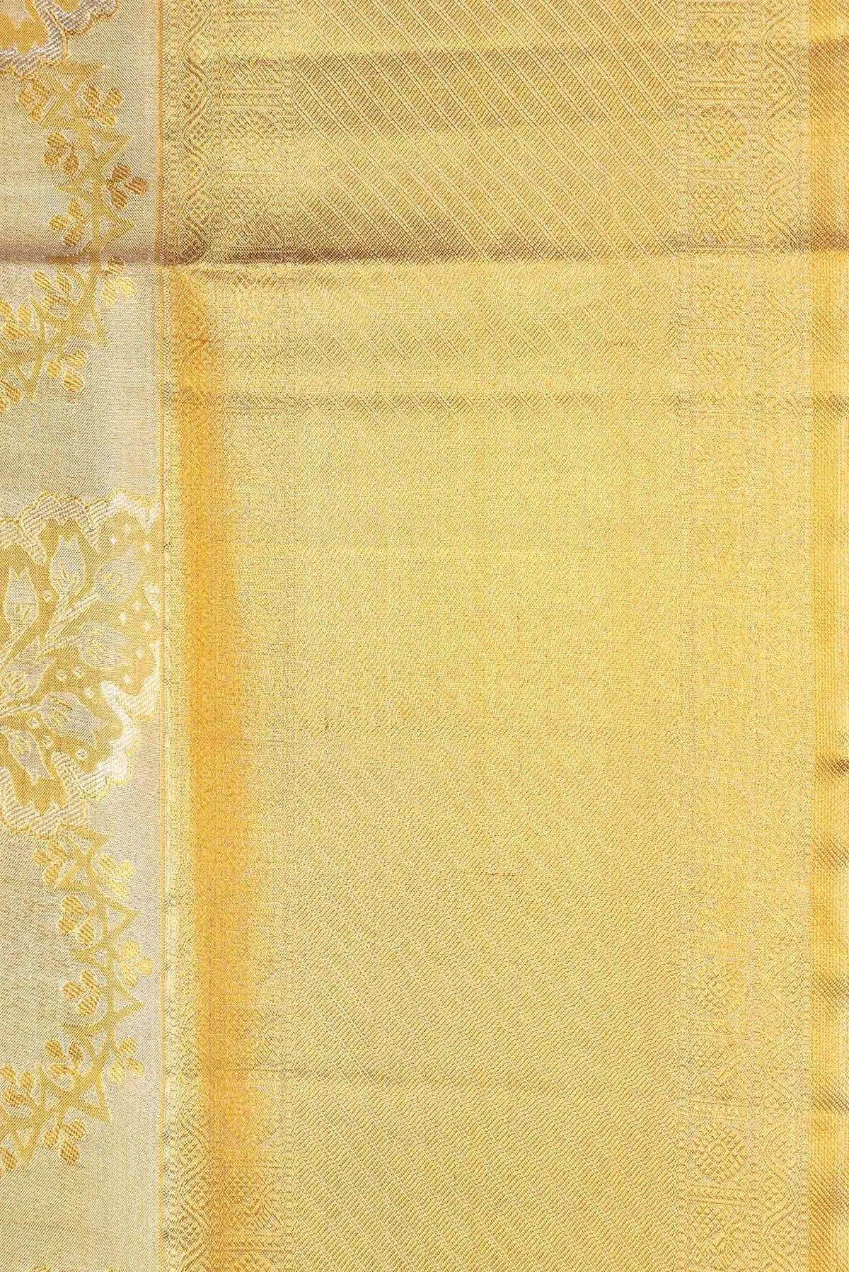 Pure Silk Pure Zari Gold Dual Tone Kanjivaram Tissue Saree