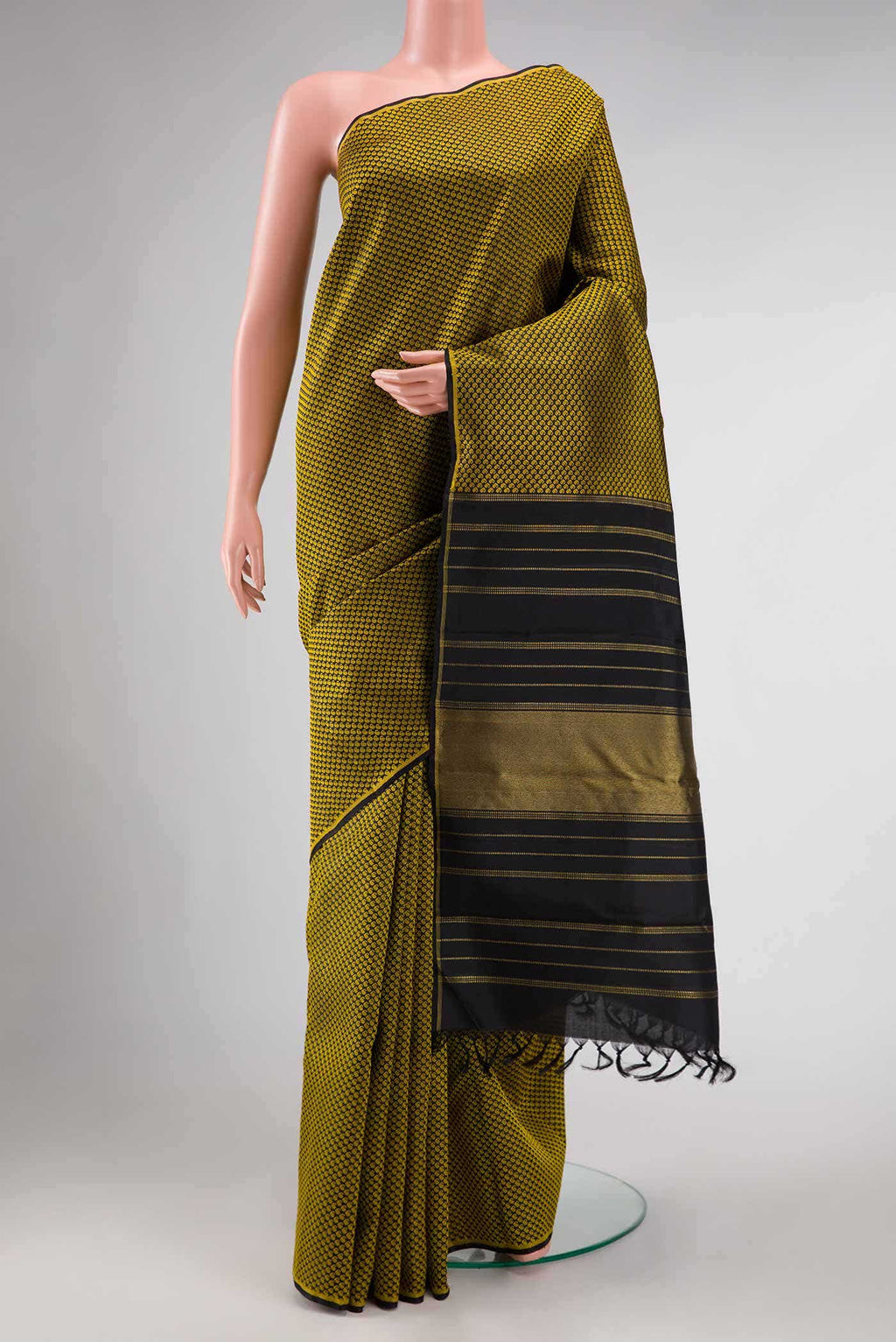 Pure Silk Pure Zari Black Dual Tone Kanjivaram Saree