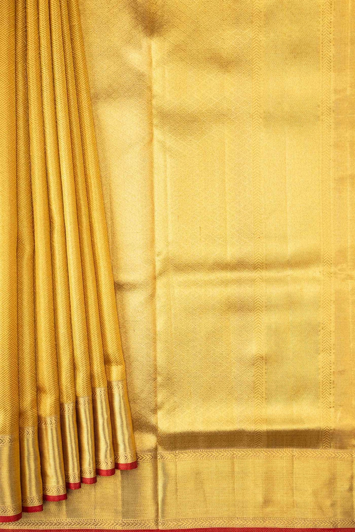 Pure Silk Pure Zari Gold Dual Tone Kanjivaram Tissue Saree