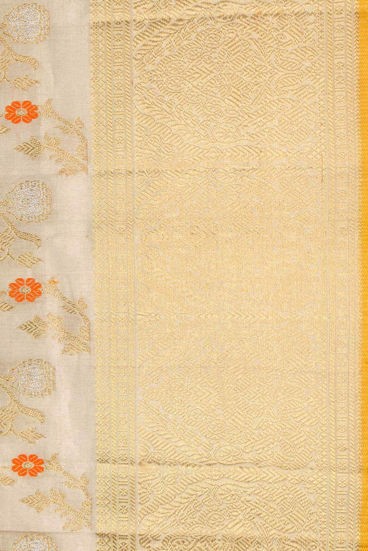 Pure Silk Pure Zari Beige Dual Tone Kanjivaram Tissue Saree