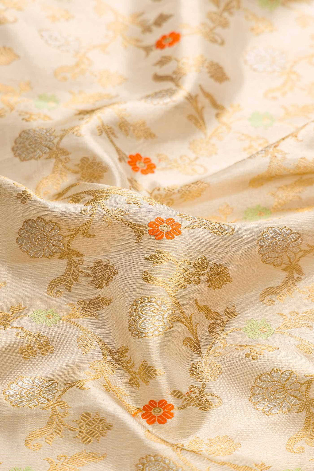 Pure Silk Pure Zari Beige Dual Tone Kanjivaram Tissue Saree