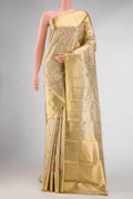 Pure Silk Pure Zari Beige Dual Tone Kanjivaram Tissue Saree