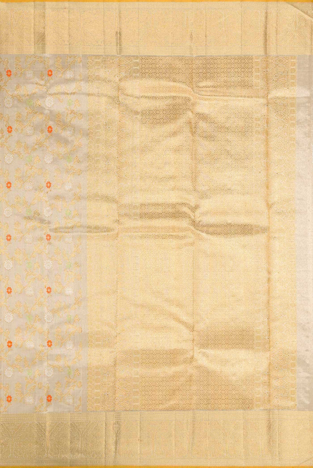 Pure Silk Pure Zari Beige Dual Tone Kanjivaram Tissue Saree