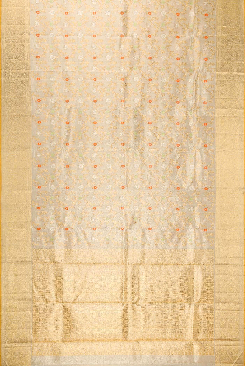 Pure Silk Pure Zari Beige Dual Tone Kanjivaram Tissue Saree