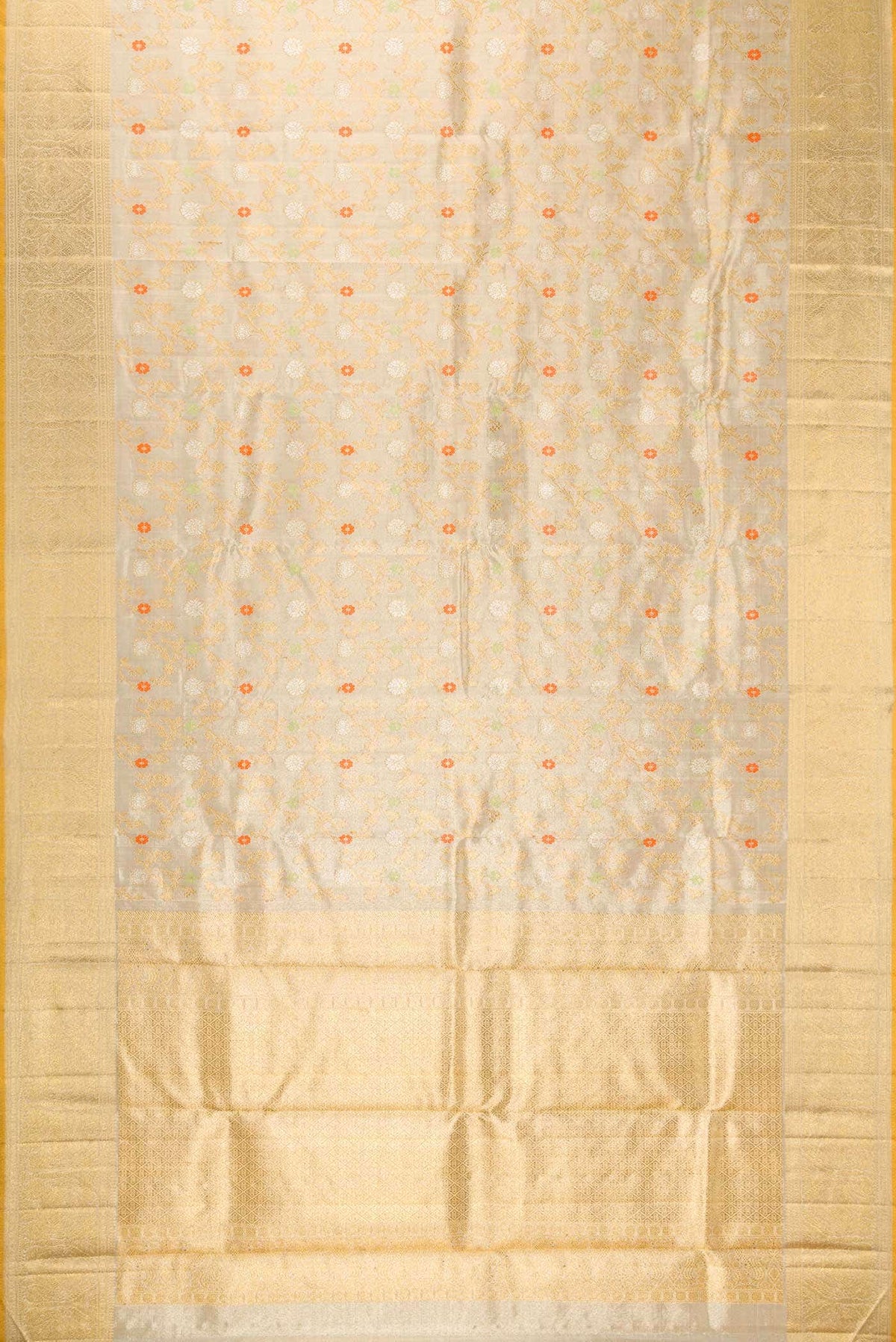 Pure Silk Pure Zari Beige Dual Tone Kanjivaram Tissue Saree