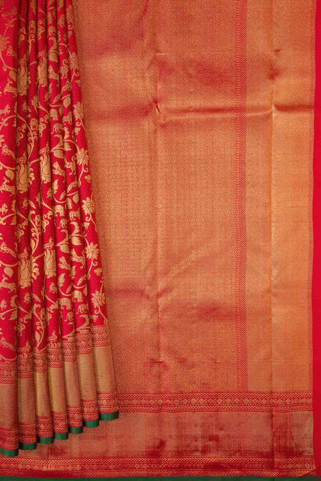 Pure Silk Pure Zari Red Dual Tone Kanjivaram Saree