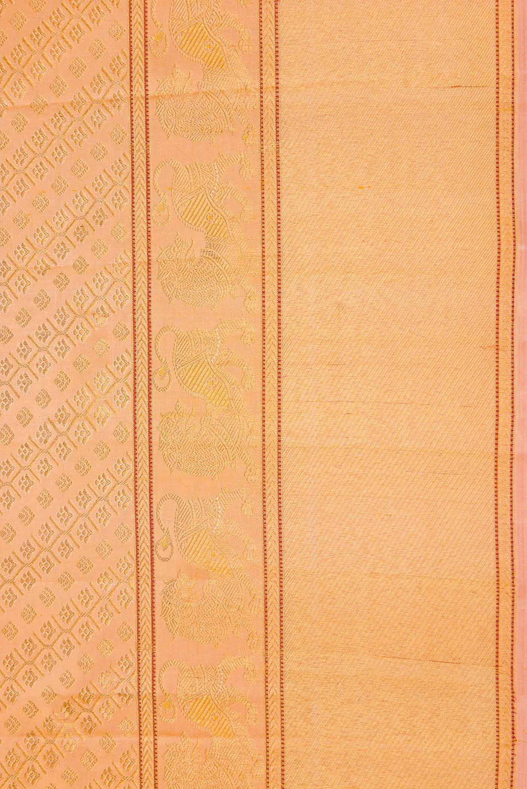 Pure Silk Pure Zari Golden Peach Kanjivaram Saree