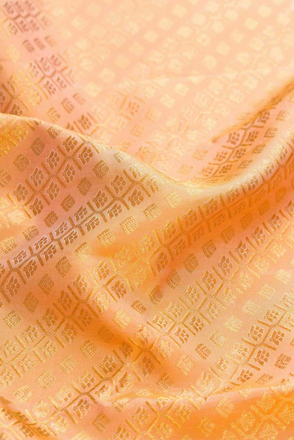 Pure Silk Pure Zari Golden Peach Kanjivaram Saree