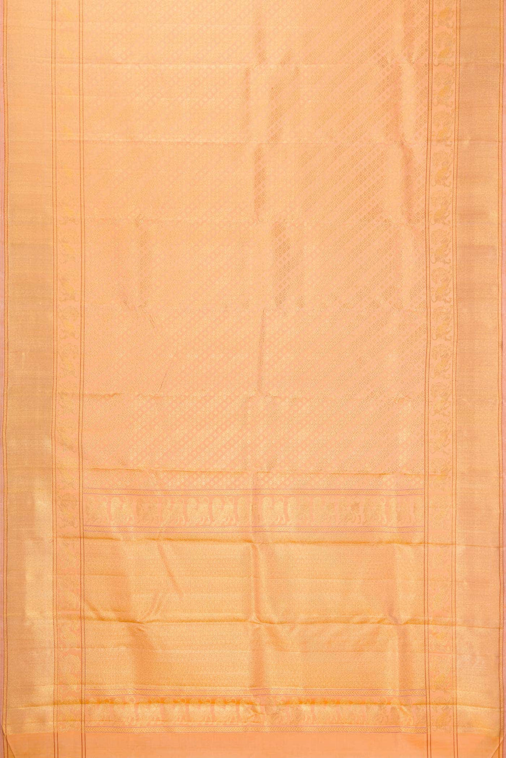 Pure Silk Pure Zari Golden Peach Kanjivaram Saree