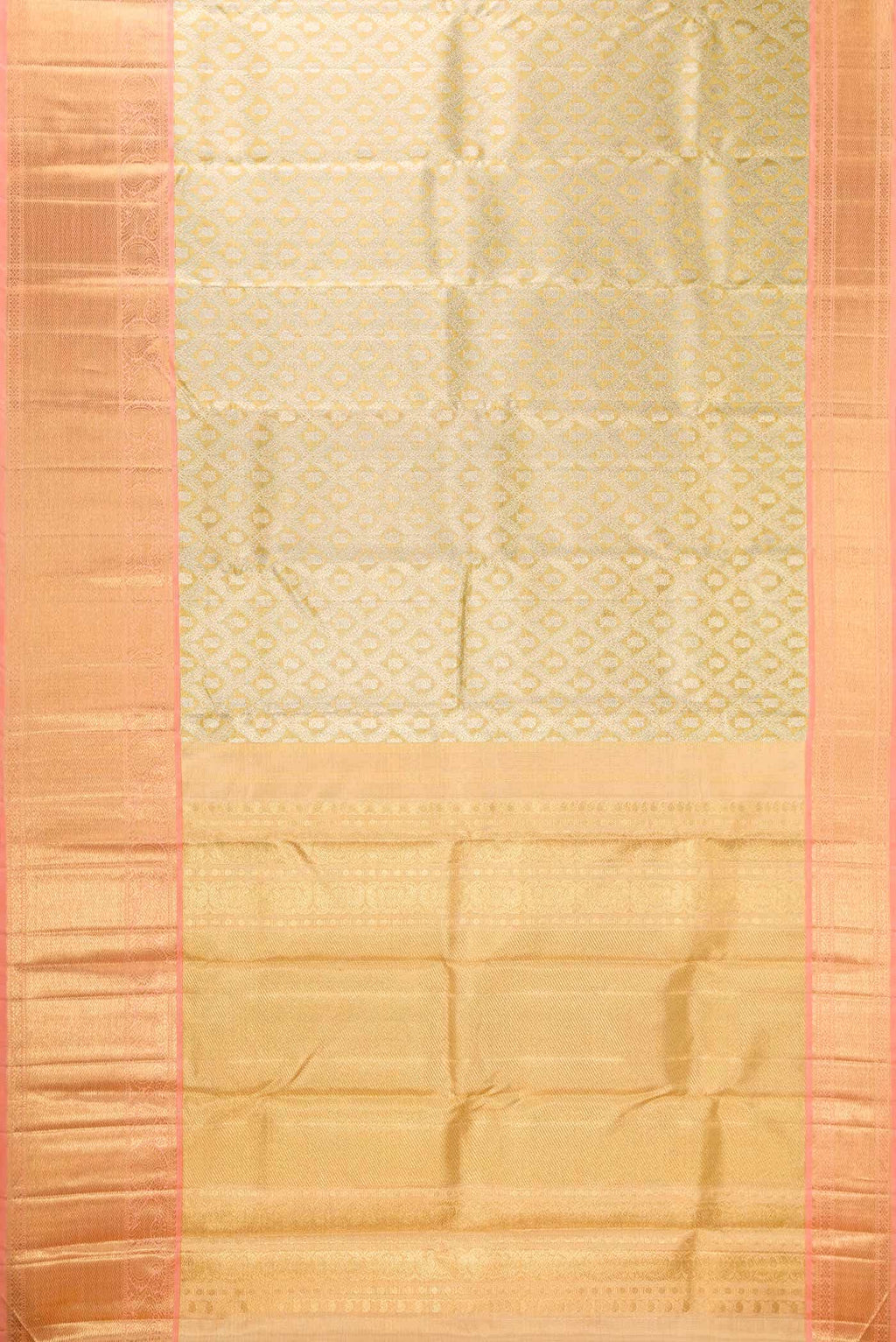 Pure Silk Pure Zari Gold Dual Tone Kanjivaram Tissue Saree