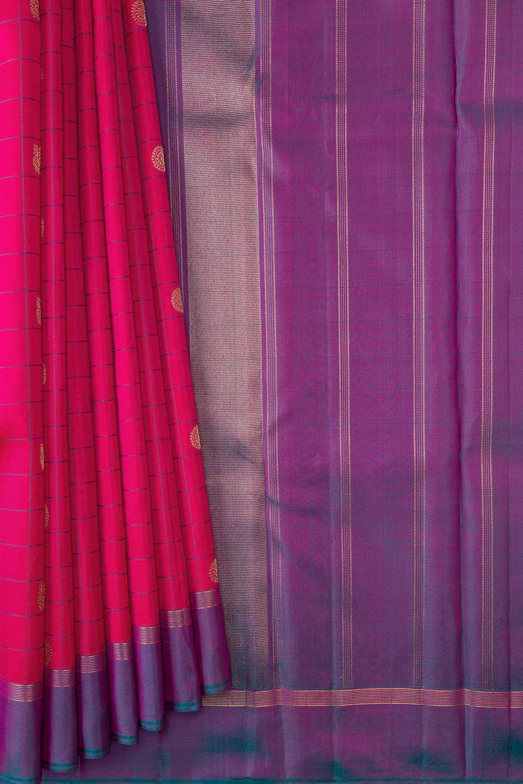 Pure Silk Pure Zari Pink Dual Tone Kanjivaram Saree