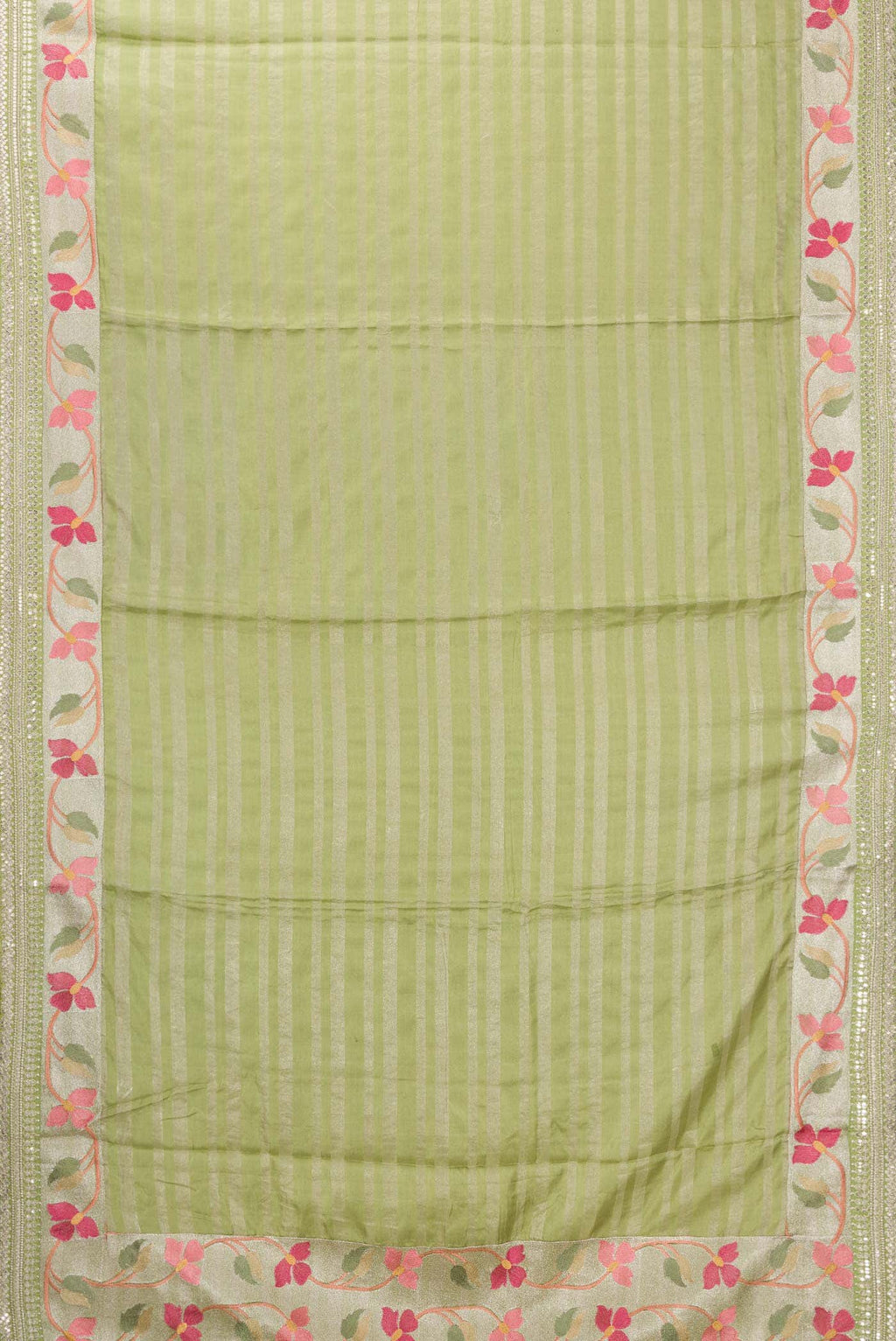 Light Green Tussar Silk Saree