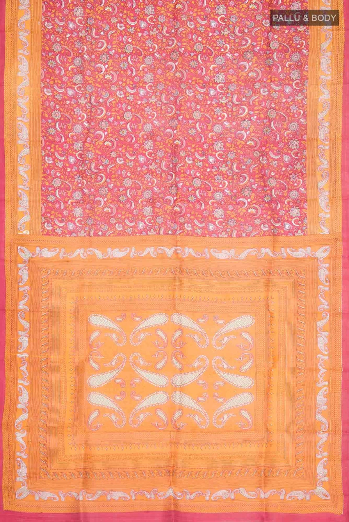 Red Tussar Silk Saree
