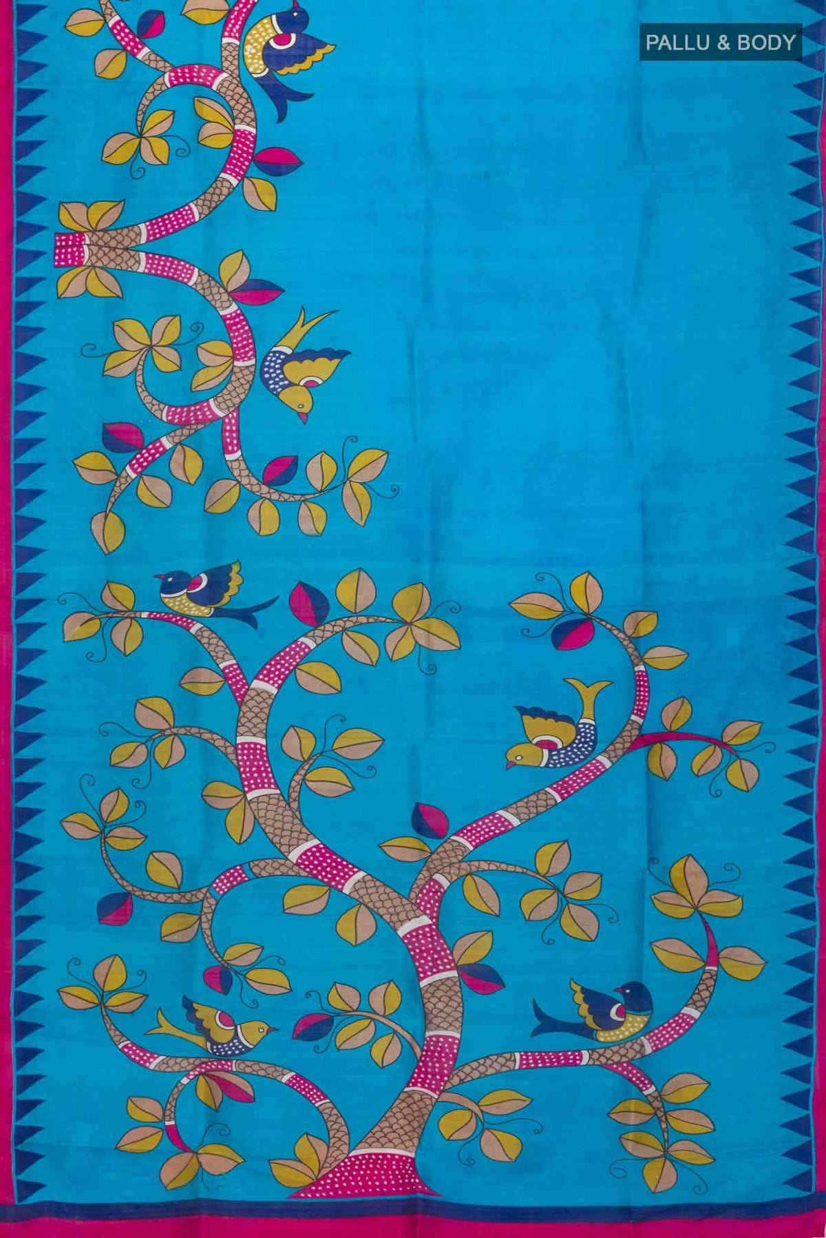 Blue Printed Silk Saree