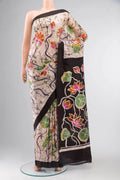 Cream Printed Silk Saree