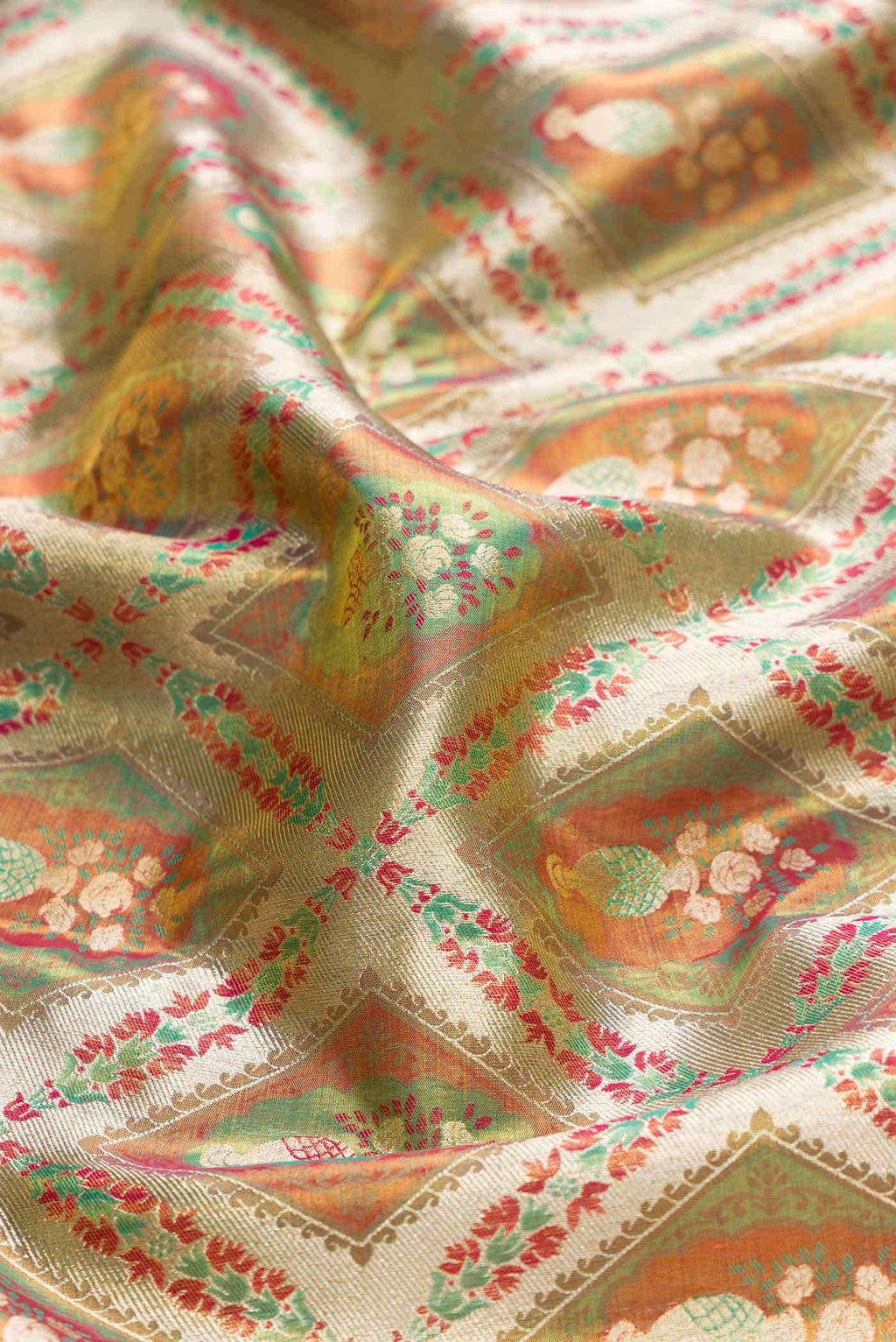Light Green Dual Tone Kanjivaram Tissue Silk Saree