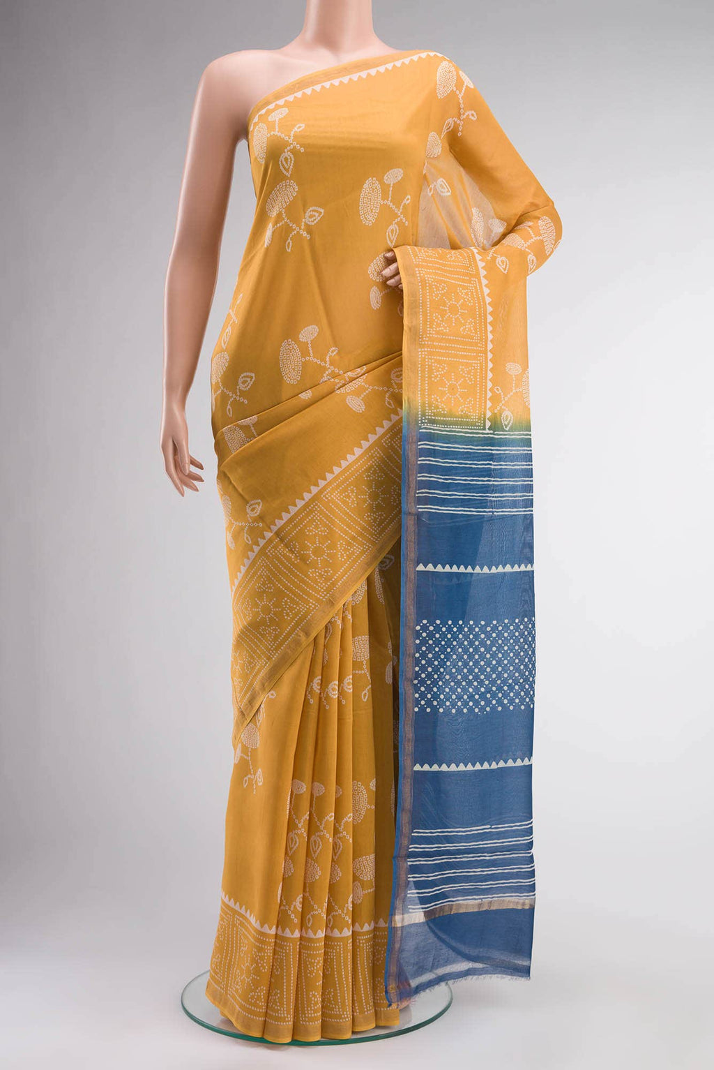 Yellow Chanderi Silk Cotton Saree