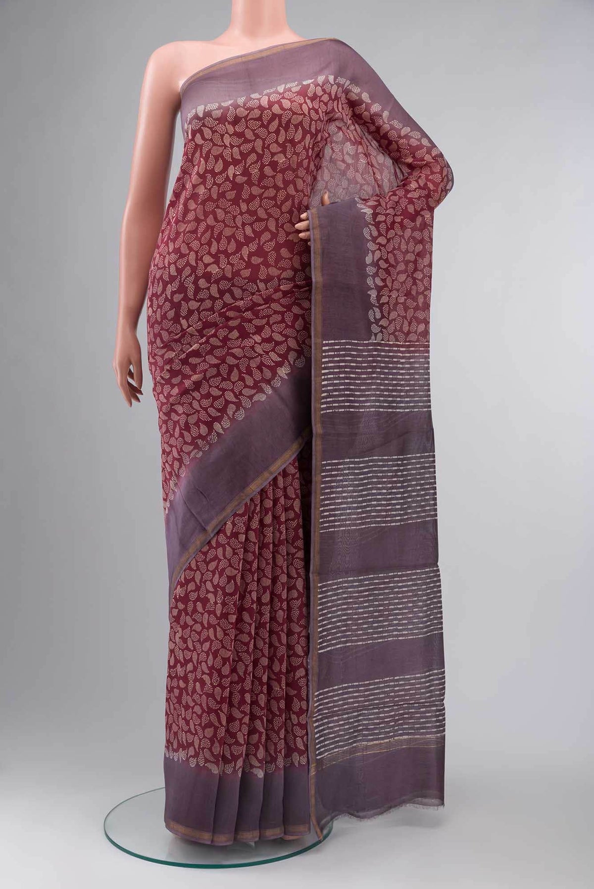 Maroon Chanderi Silk Cotton Saree