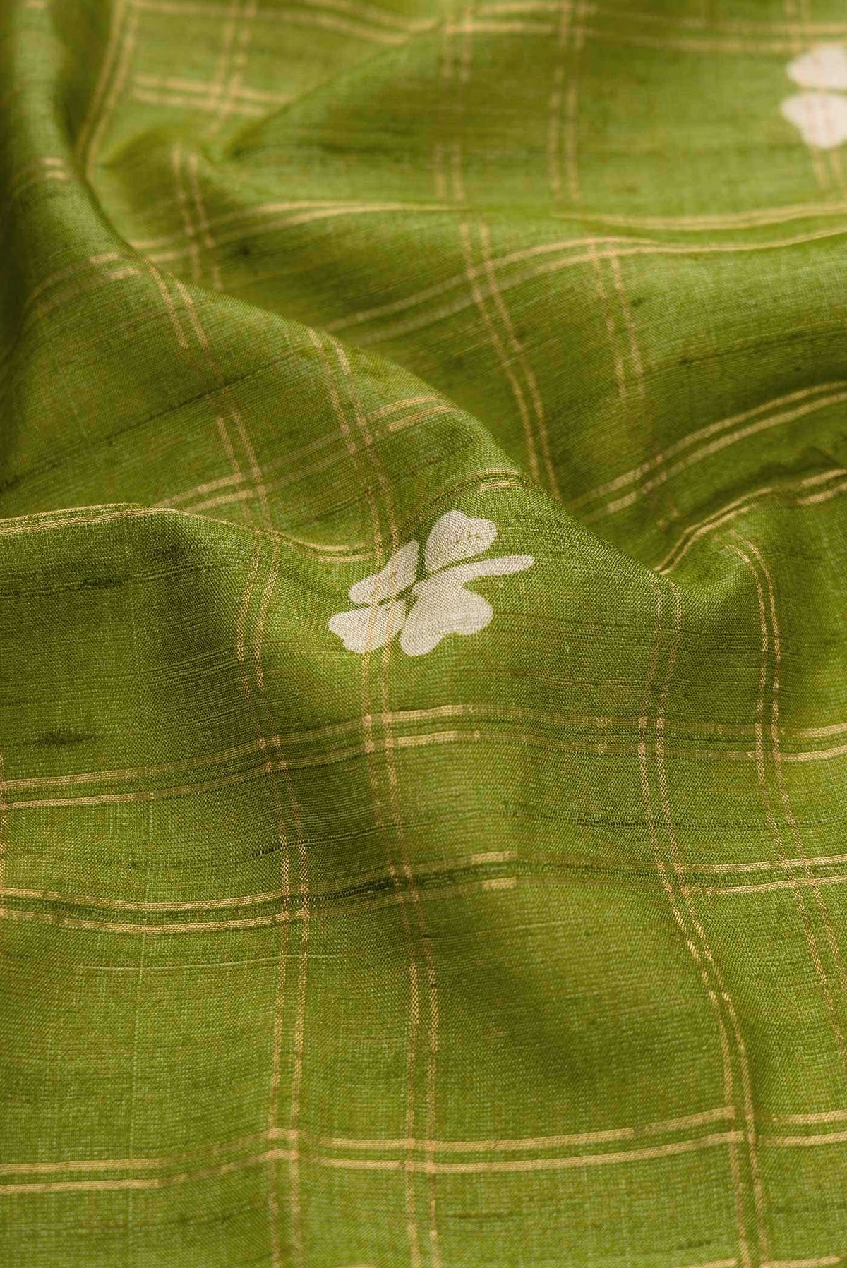Mehandi Green Dual Tone Tussar Silk Saree