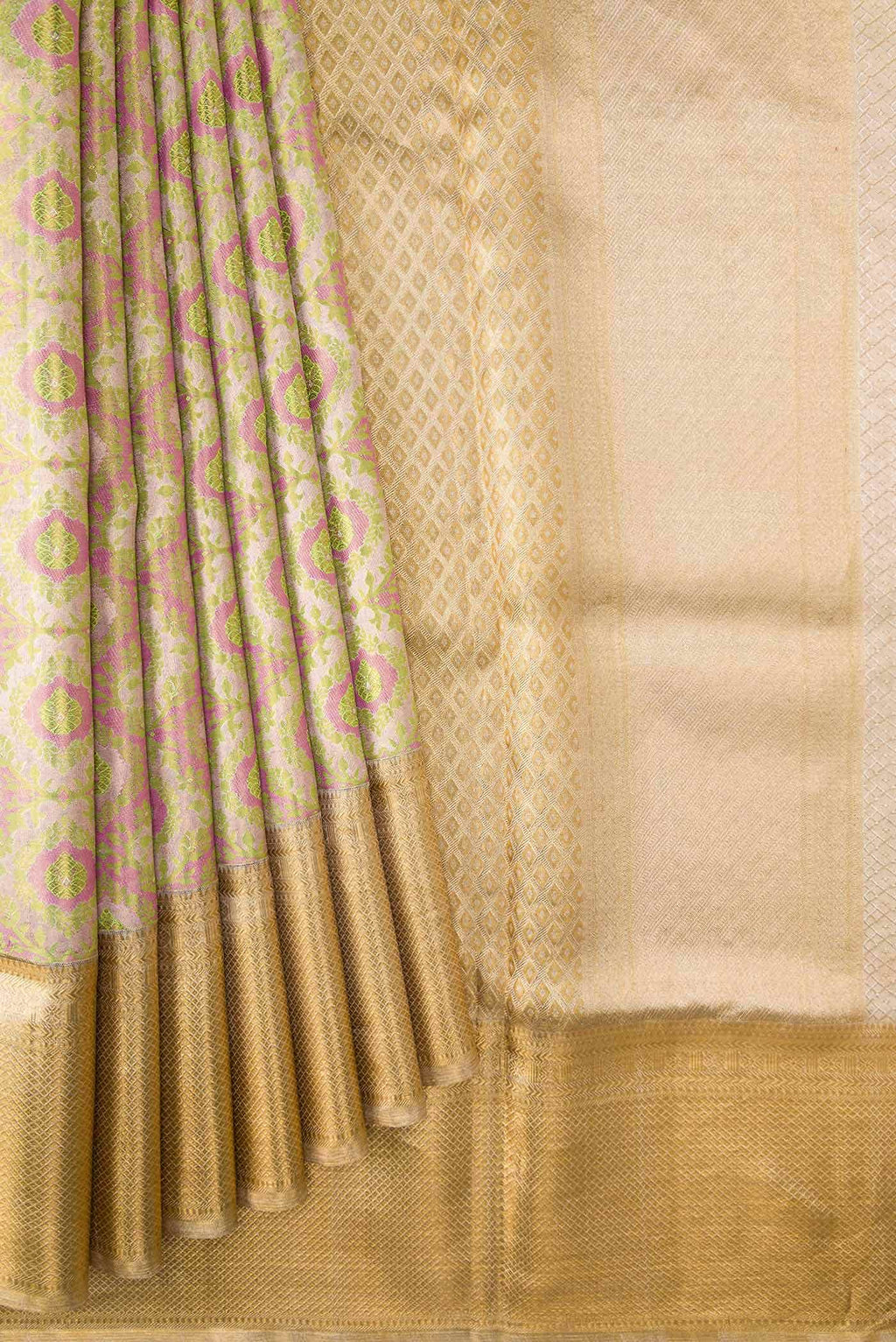 Gold Dual Tone Kanjivaram Tissue Silk Saree