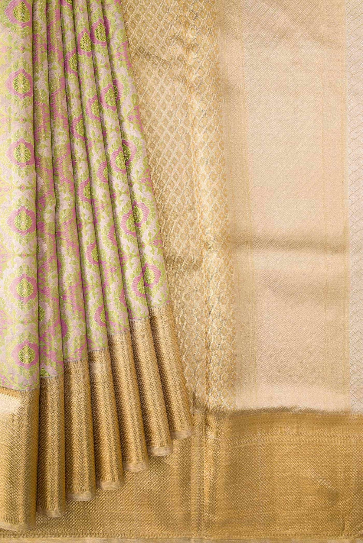 Gold Dual Tone Kanjivaram Tissue Silk Saree