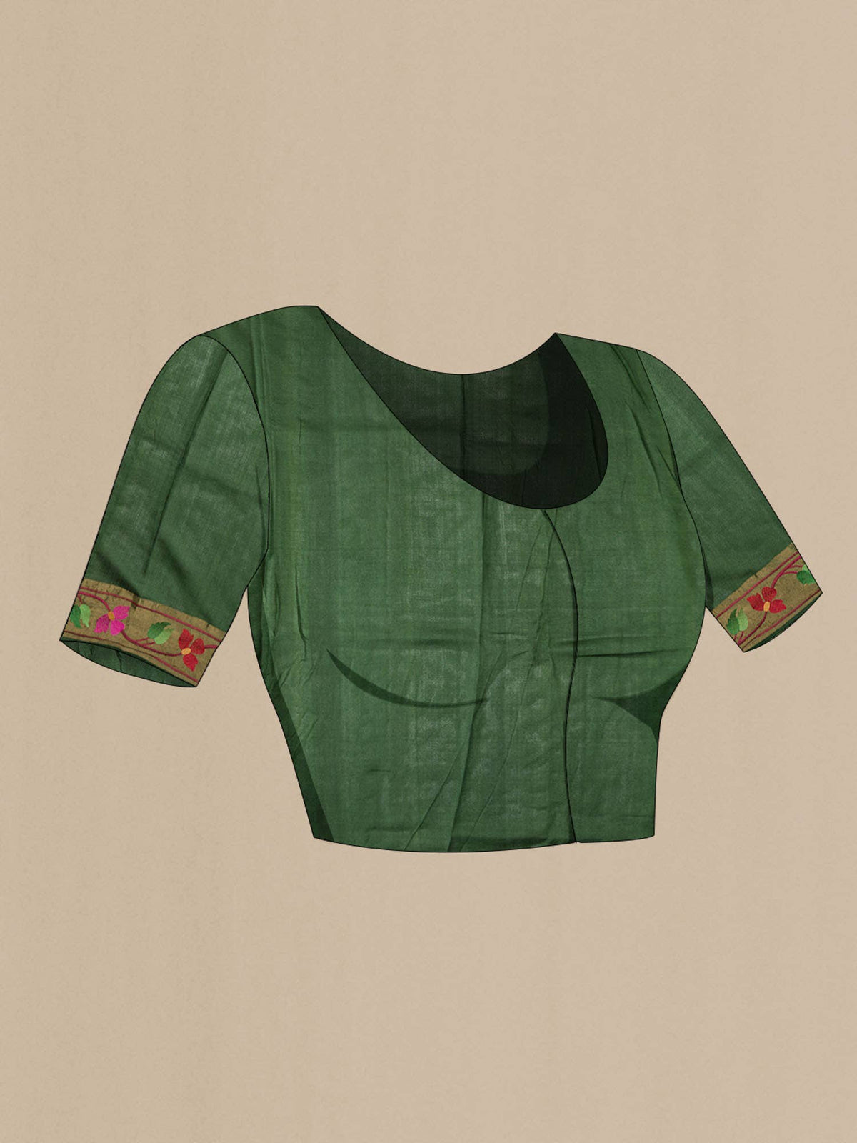 Olive Green Bhagalpuri Tussar Silk Saree