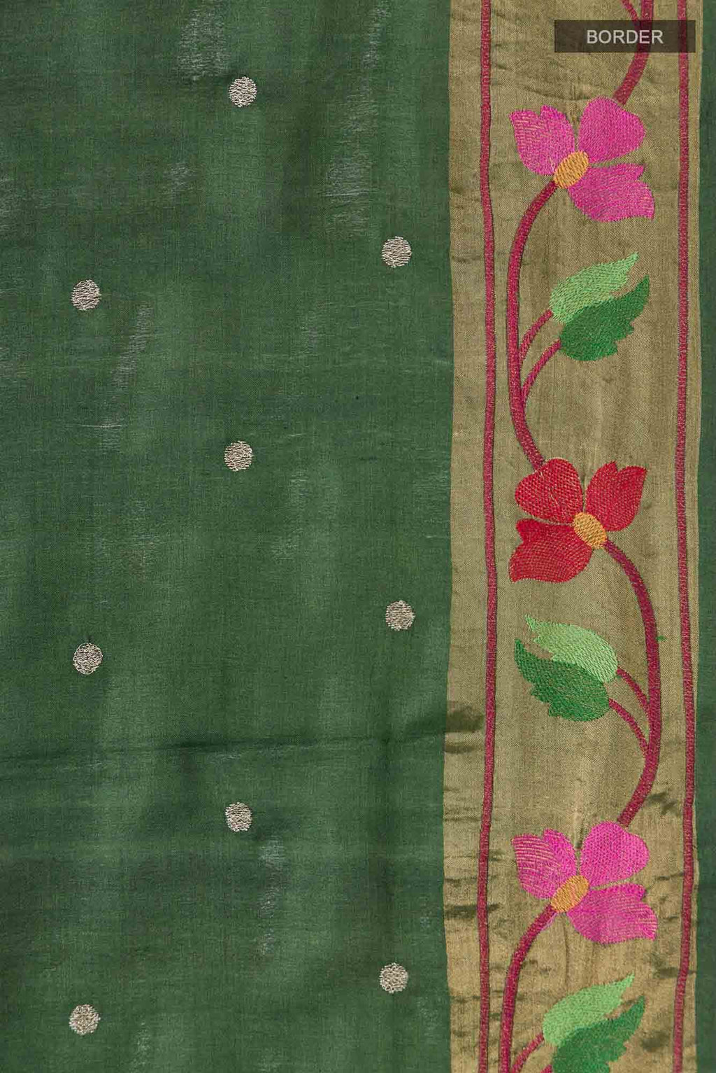 Olive Green Bhagalpuri Tussar Silk Saree