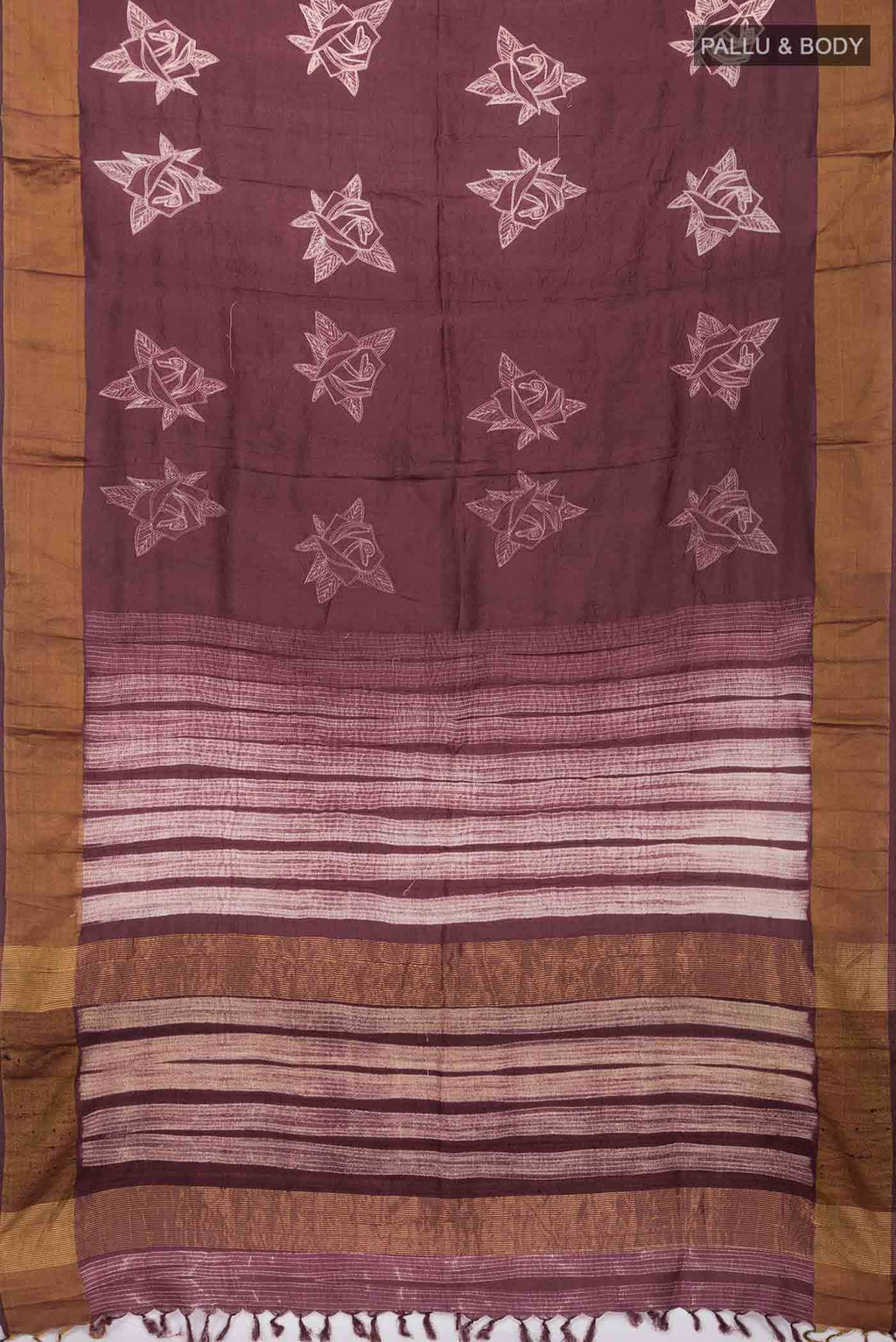 Brown Tussar Silk Saree