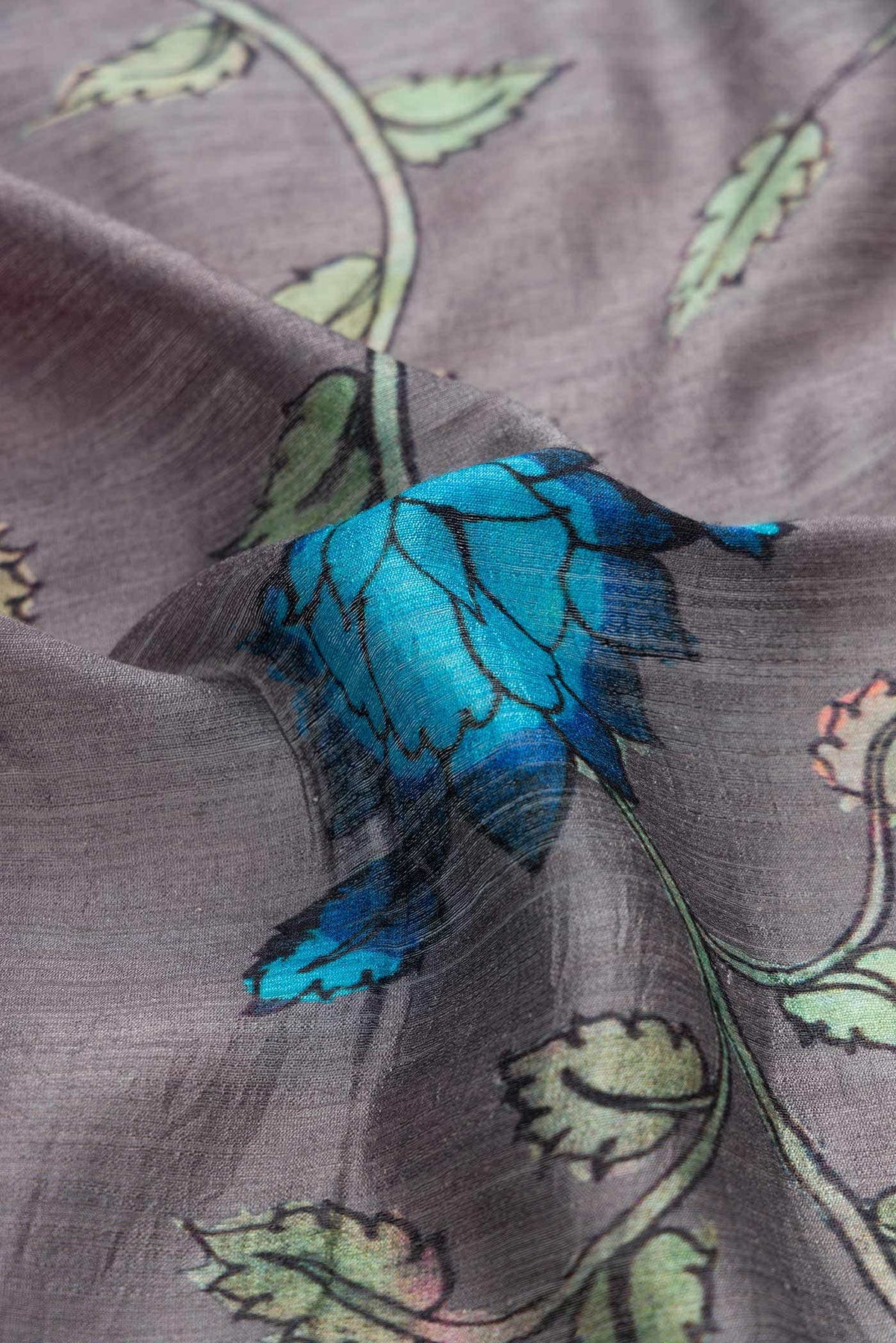 Grey Dual Tone Tussar Silk Saree