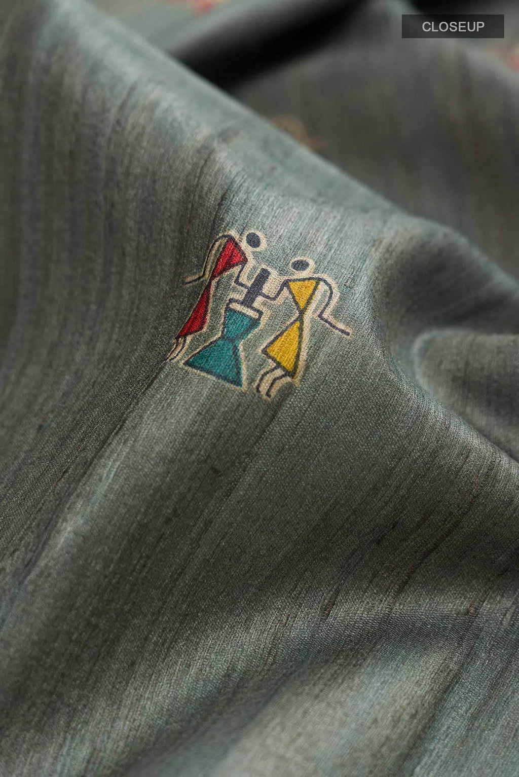 Grey Tussar Silk Saree