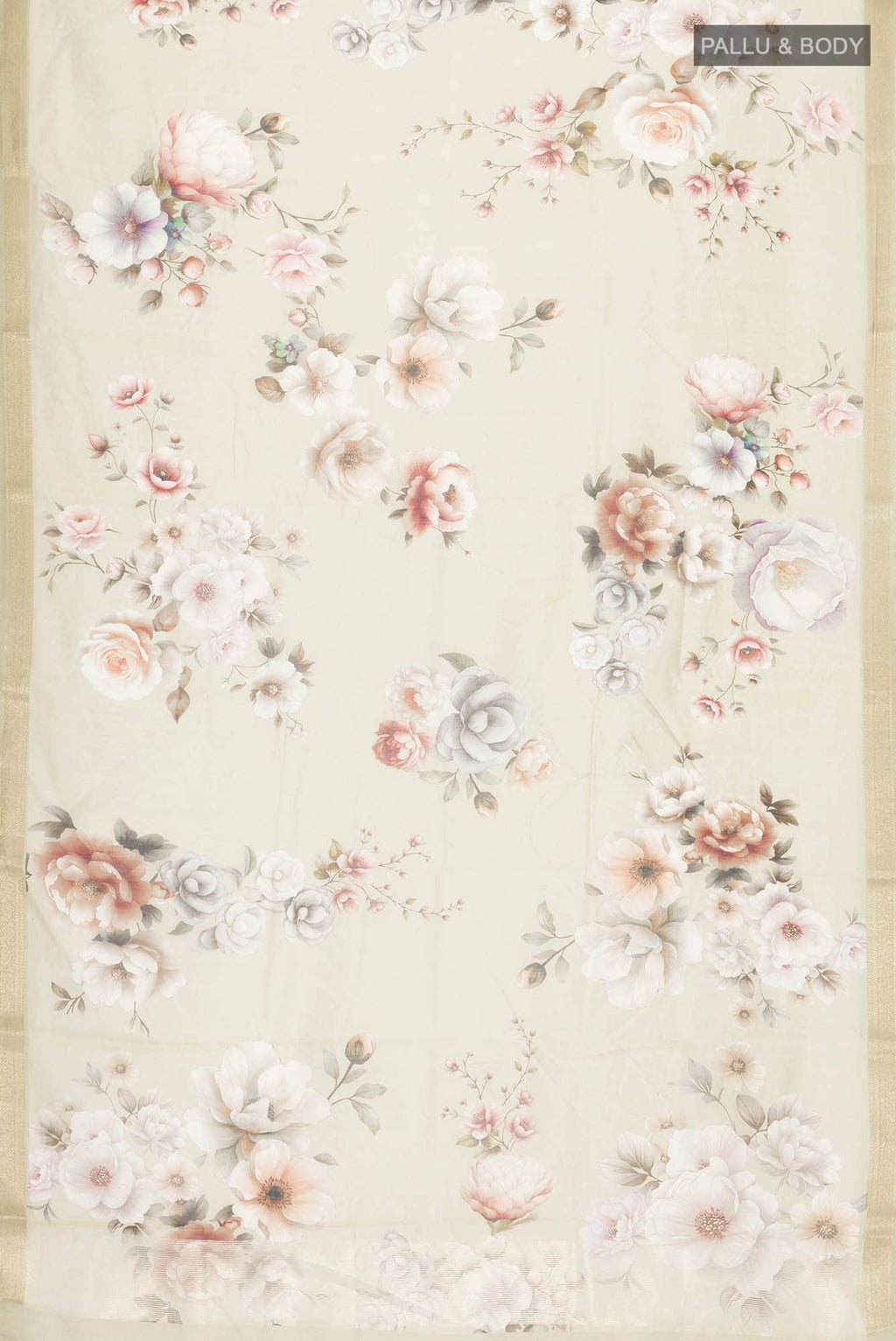 Beige Chanderi Silk Cotton Saree