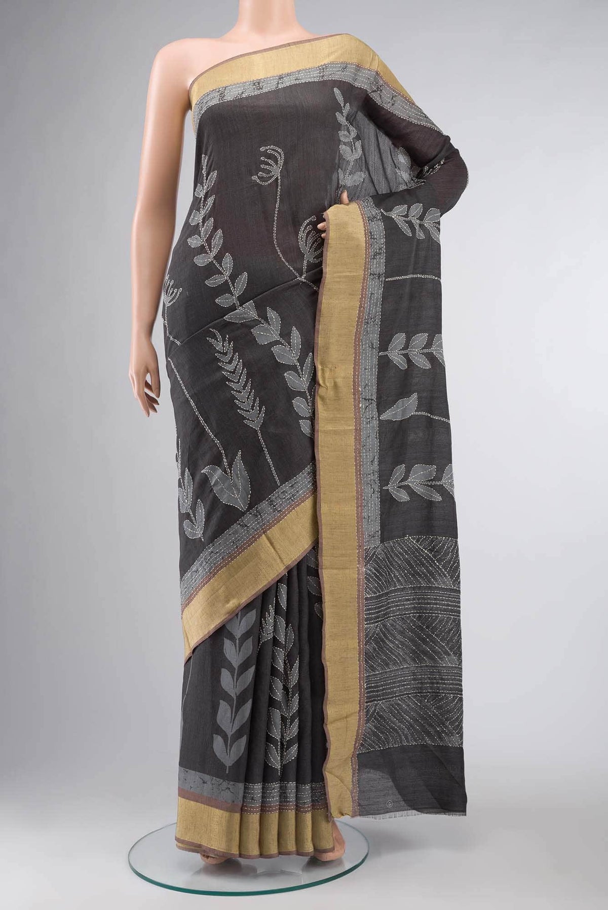 Black Bhagalpuri Tussar Silk Saree