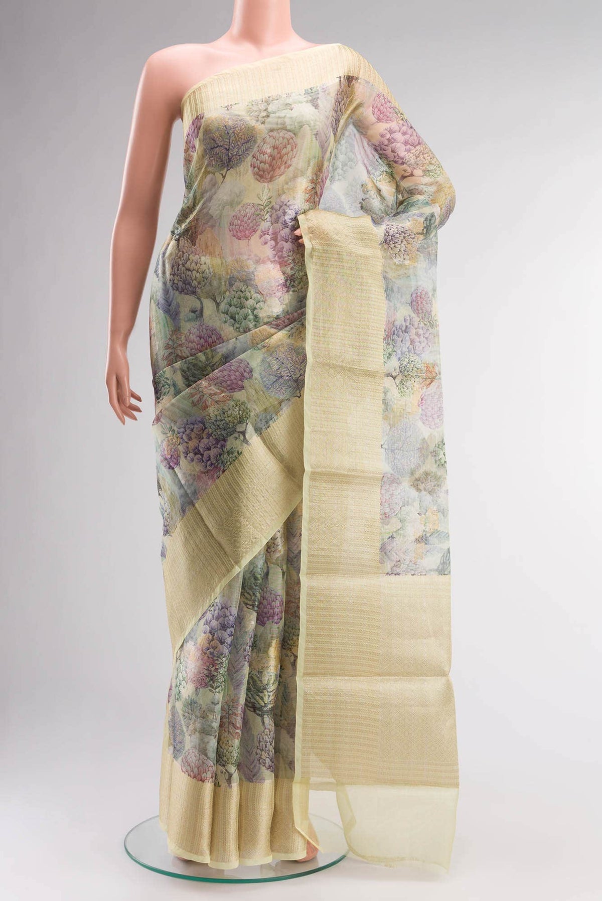 Green Blended Organza Silk Saree