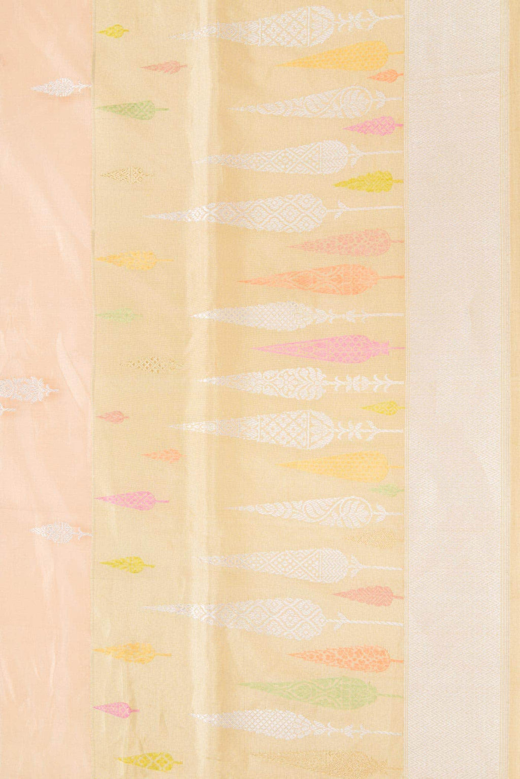 Golden Peach Dual Tone Banarasi Tissue Silk Saree