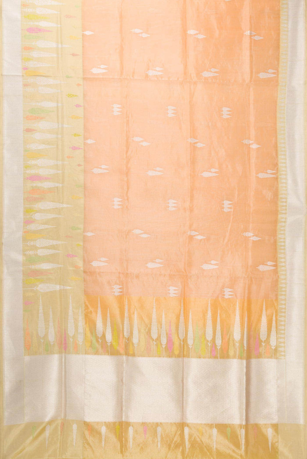 Golden Peach Dual Tone Banarasi Tissue Silk Saree