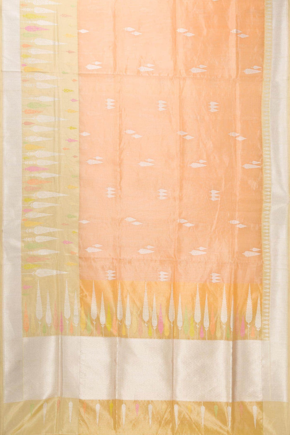Golden Peach Dual Tone Banarasi Tissue Silk Saree