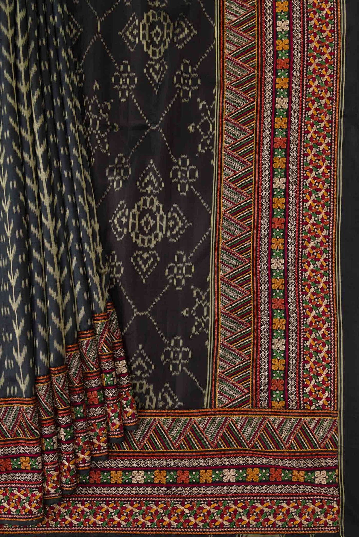 Black Double Ikat Saree
