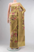 Yellow Tussar Silk Saree