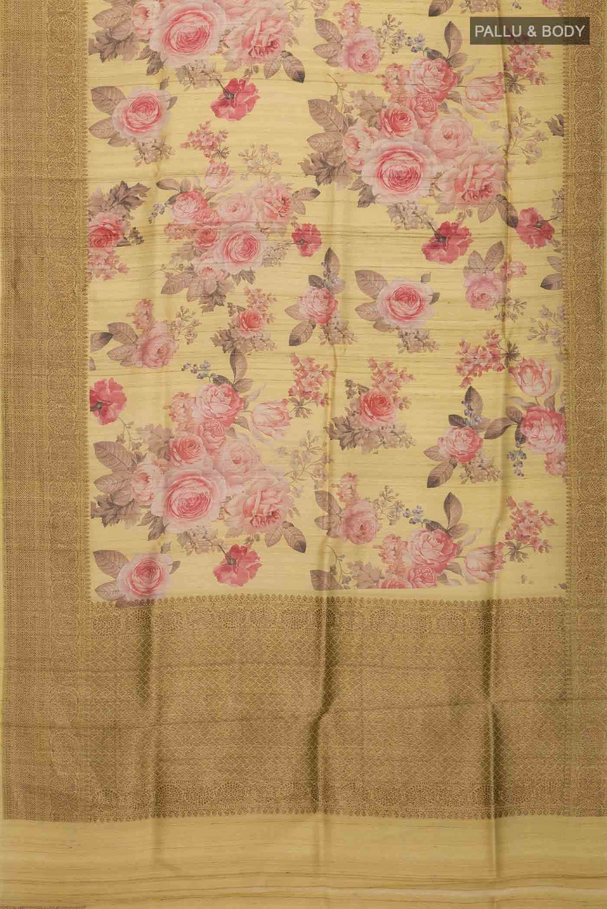 Yellow Tussar Silk Saree