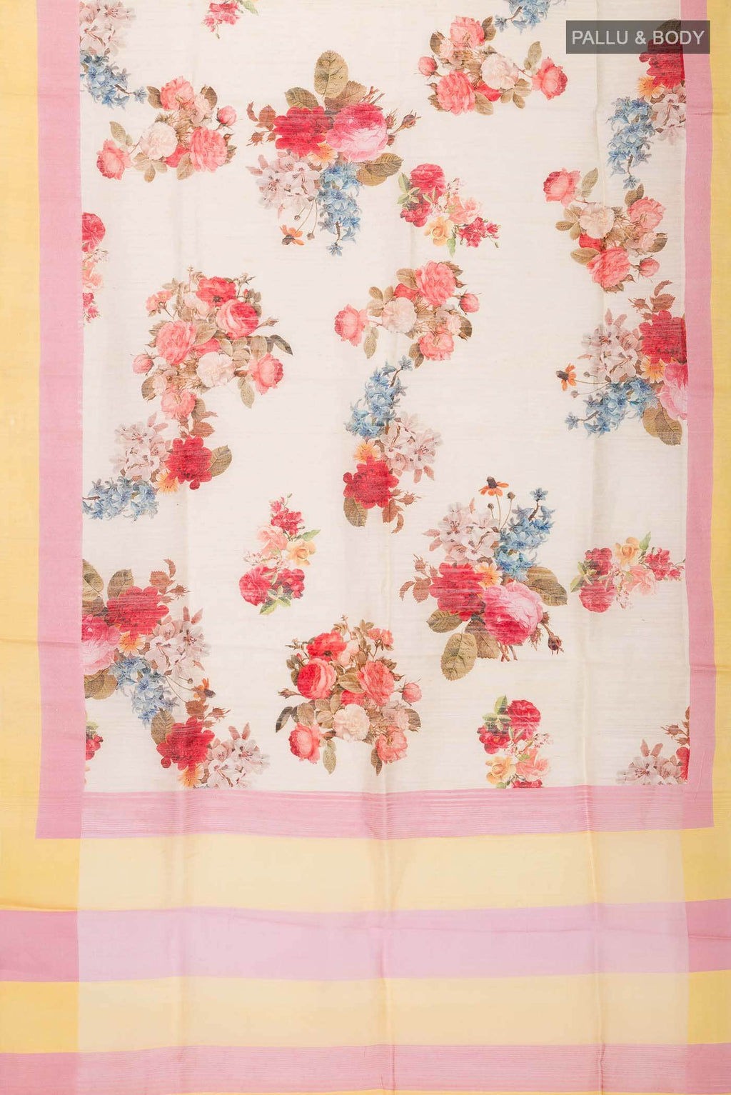 Cream Tussar Silk Saree