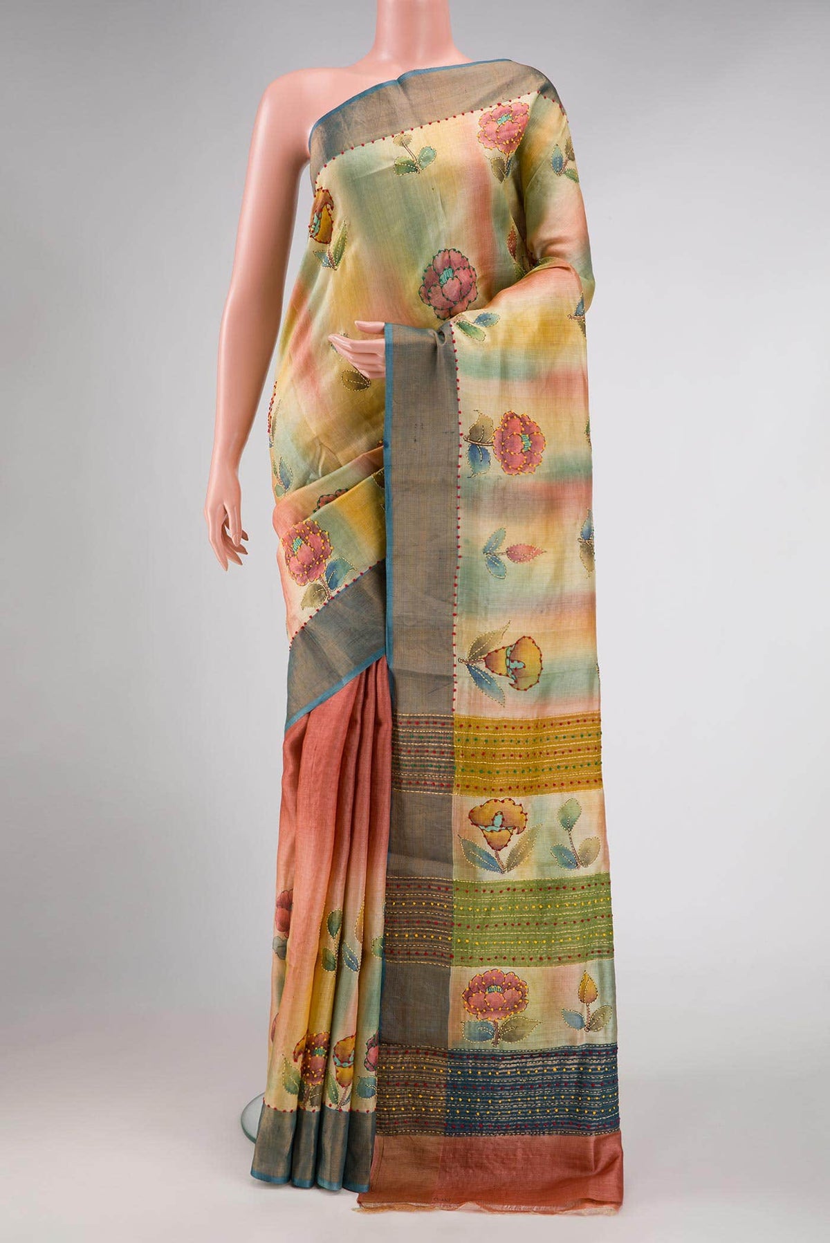 Brown Dual Tone Tussar Silk Saree