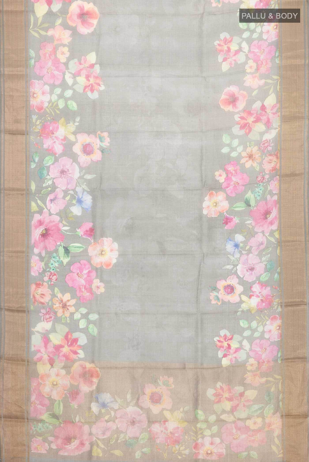 Grey Kota Silk Saree