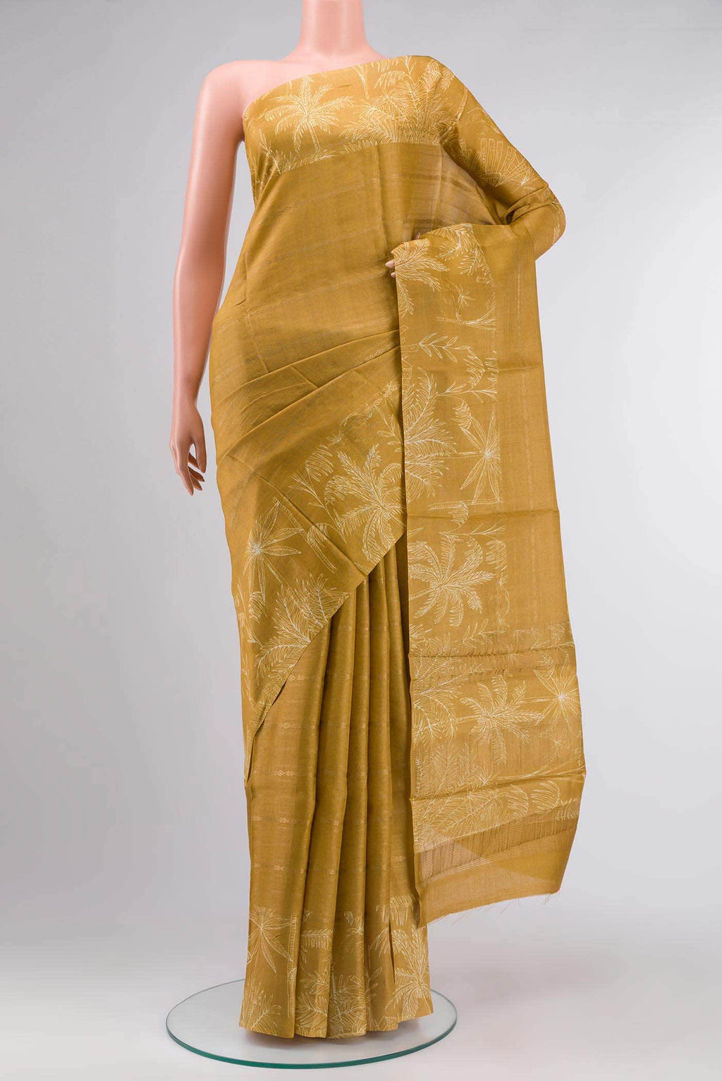Mustard Tussar Silk Saree